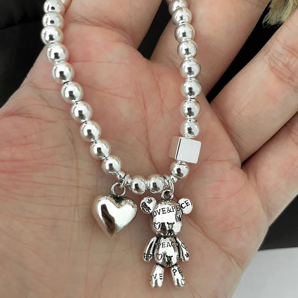 Pulseira Feminina Dual Love Bear em Prata 925